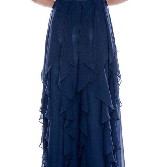 Evening Gown. Wedding party gown. Navy blue, detailed at waist. Size 8. - Picture 10 of 12